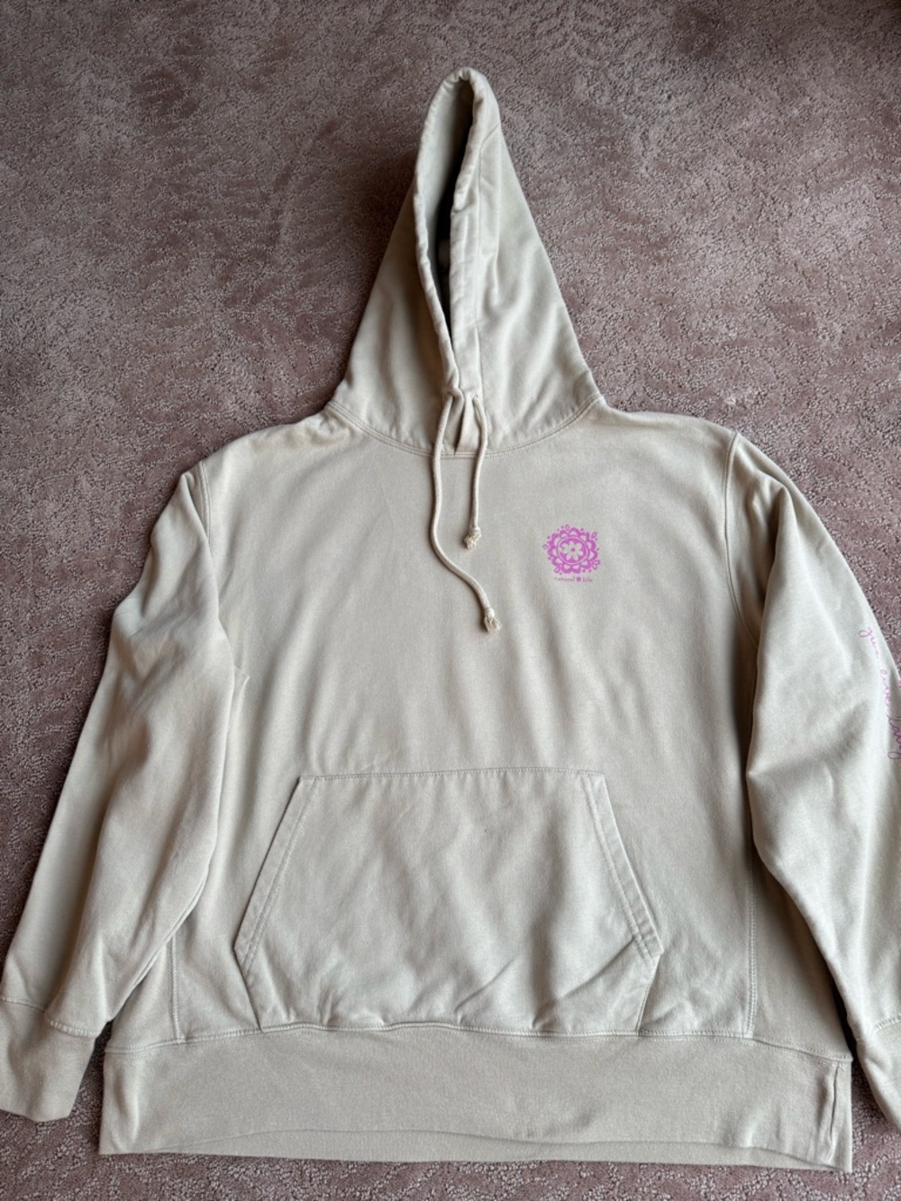 Natural Life ‘Do Good Things’ Beige Colorful Graphic Hoodie - Picture 3 of 9
